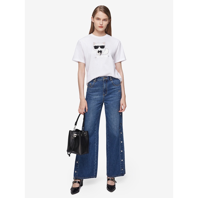 Áo Thun Cotton Tay Ngắn In Họa Tiết Karl Lagerfeld Thoải Mái Cho Nam Và Nữ