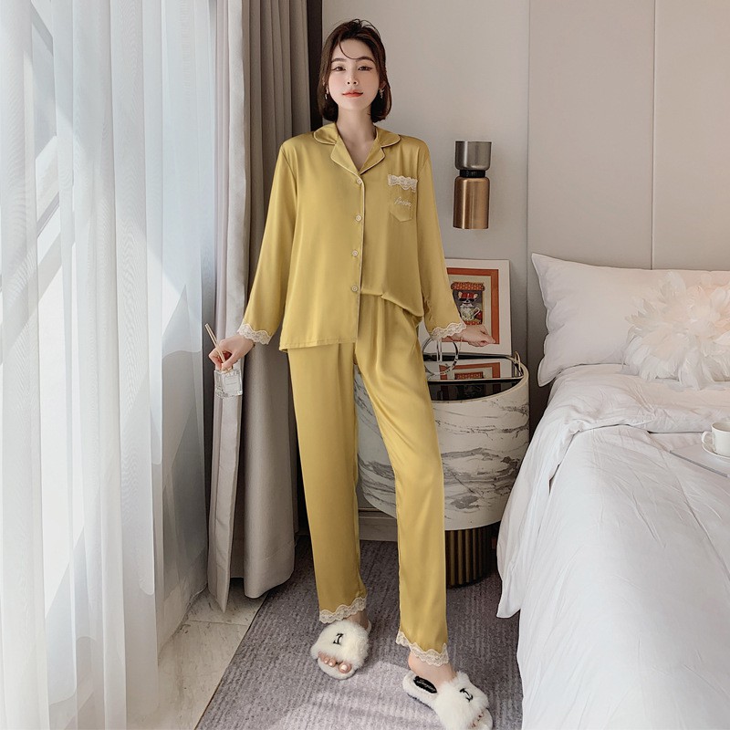 Pijama- Đồ Bộ Set Ngủ Lụa Cao Cấp Sang Chảnh Áo Dài Bốn Màu Lựa Chọn DDLP02