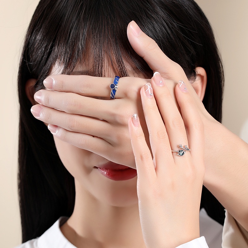 Nhẫn Bạc 925 Hình Phi Hành Gia Và Ngôi Sao Đính Đá Có Thể Điều Chỉnh Kích Cỡ Dành Cho Cặp Đô