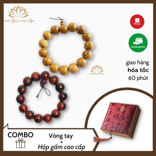 Vòng Đeo Tay , Vòng Phong Thủy Gỗ Hương Tự Nhiên [ Kèm Hộp Gấm ]