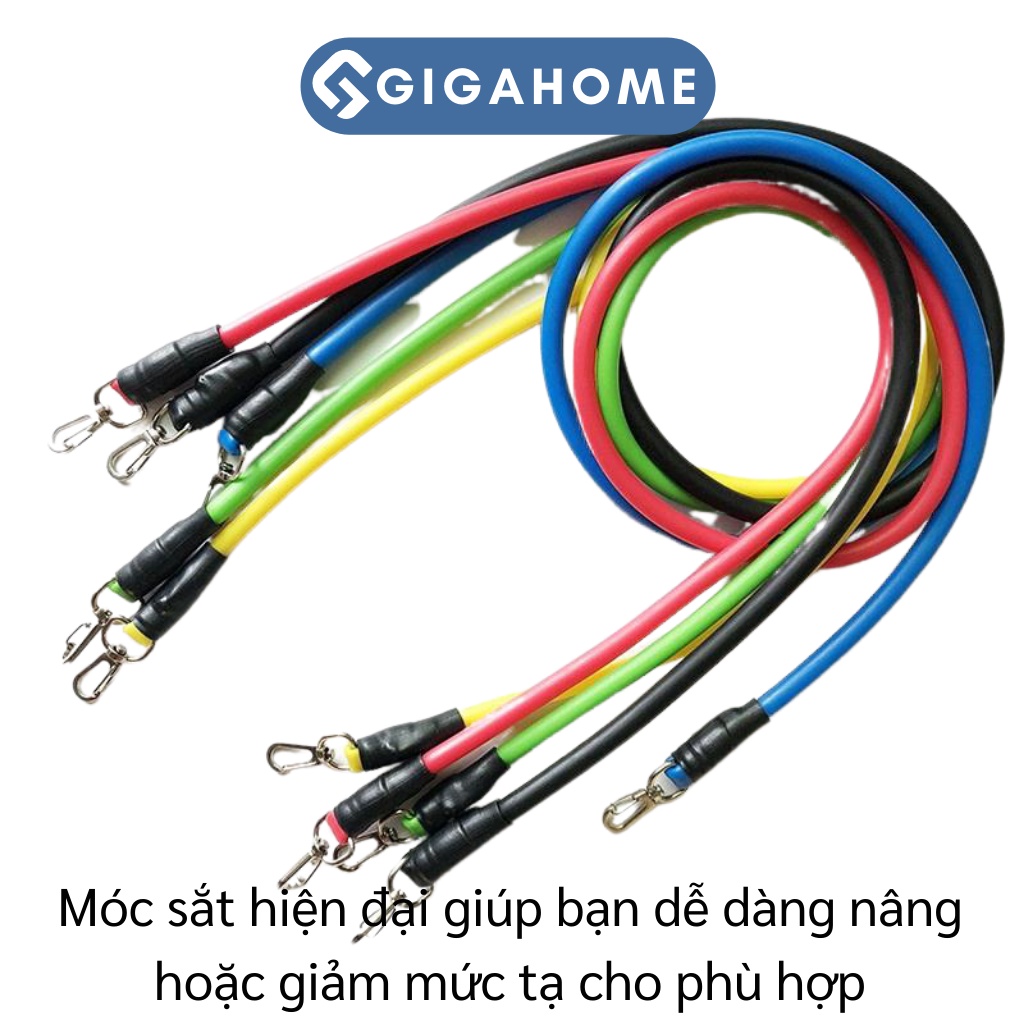 Bộ Dây Ngũ Sắc Tập Full Body, Tập Gym Tại Nhà GIGAHOME Dây Kháng Lực 11 Chi Tiết 6031
