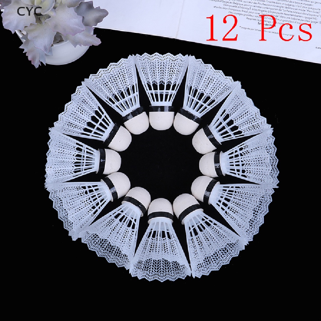 CYC 12 Pcs White Plastic Badminton Ball Shuttlecocks Sport Training Sport CY