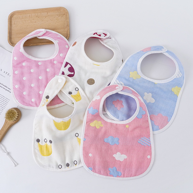 Yếm Ăn cotton Mềm Mại Thoáng Khí Thân Thiện Với Da In Hình Đám Mây Dễ Thương Thời Trang 2022 Cho Bé