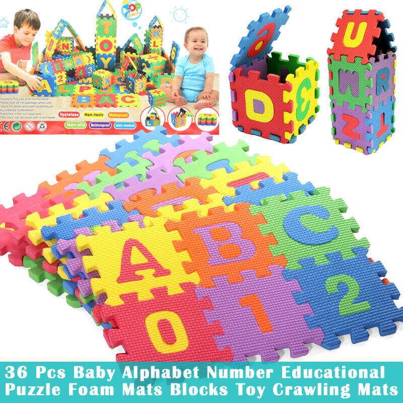 Set 36 thảm lắp ráp bằng eva hình số và chữ cái abc cho bé chơi 