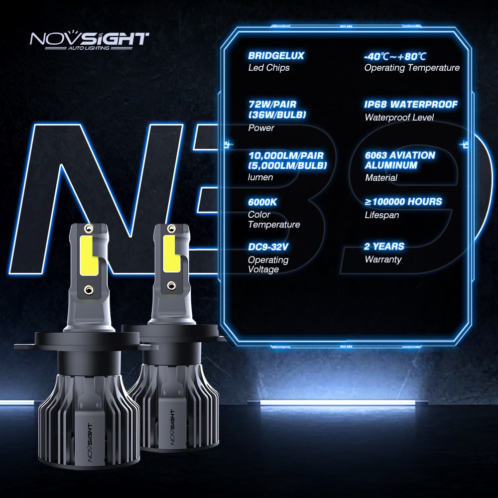 Novsight Đèn Pha Led H4 H7 H11 H8 Hb4 Hb3 9005 9006 H1 H3 880 881 Turbo 12v Chuyên Dụng Cho Xe Hơi chạy