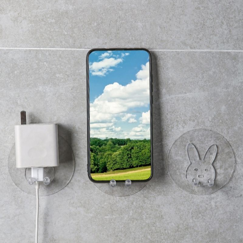 Móc dán hai chân hình thỏ treo nhiều vật dụng (1 CÁI) dùng trên gạch men, cửa kính