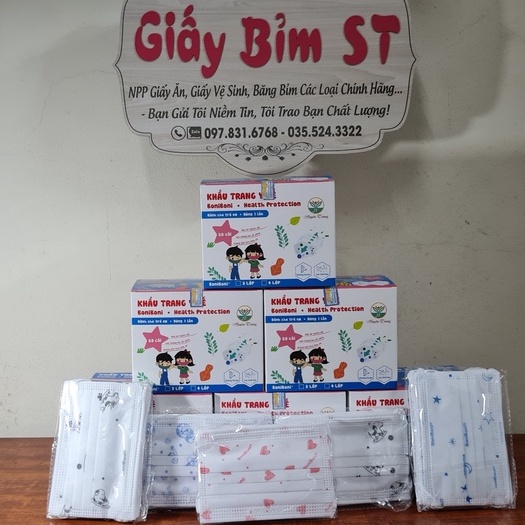 Khẩu Trang Y tế Trẻ em mask hộp 50 cái in hình vui nhộn
