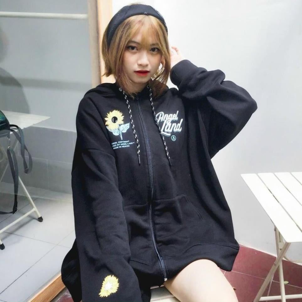 Áo khoác unisex form rộng Nỉ Hoa Hướng Dương nam nữ thời trang kmg bao duyên