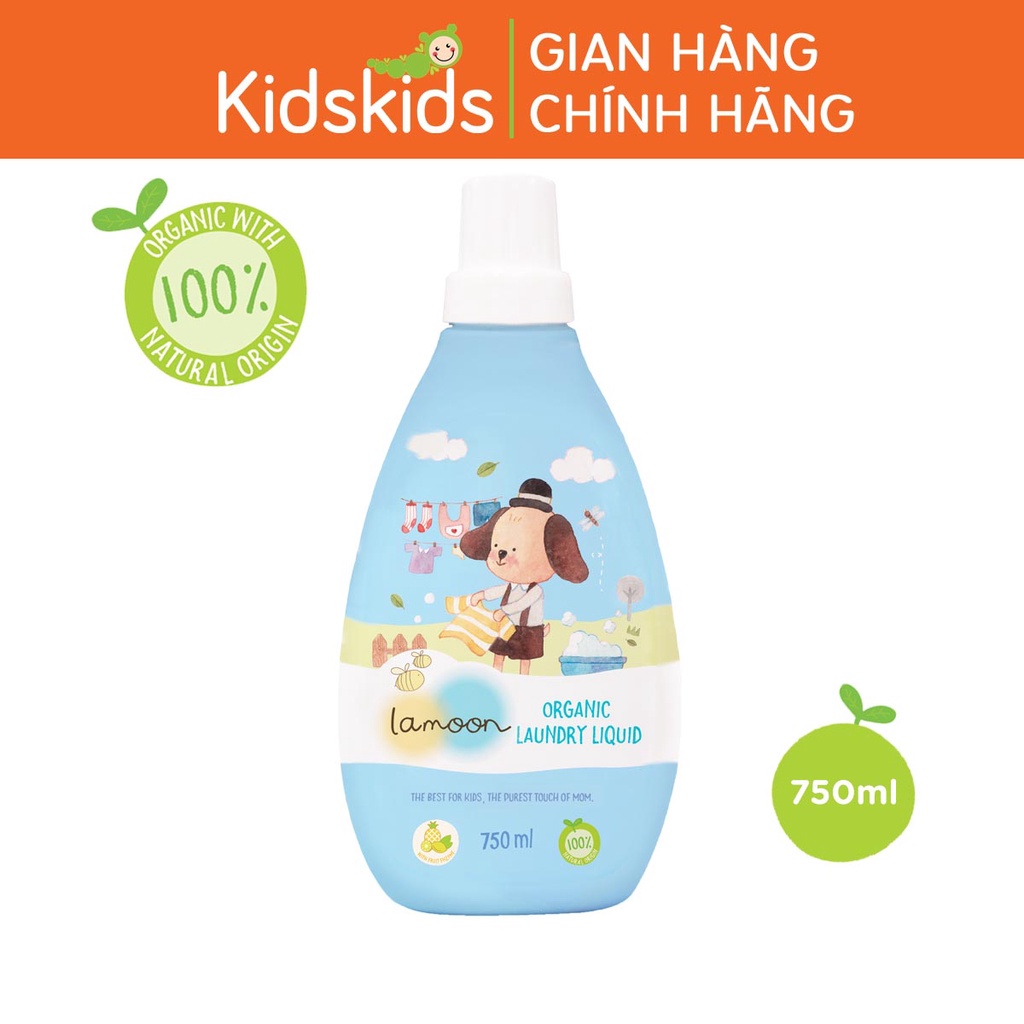 Nước giặt quần áo Organic cho bé Lamoon - Bình 750ml