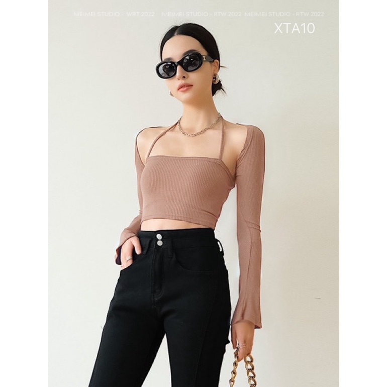 Set áo Milla len mongtoghi - Dáng croptop dài tay | XTA10 | Meimei Studio