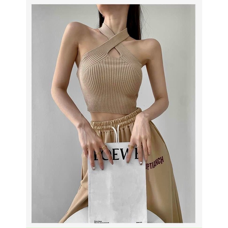 Áo Len Cổ Yếm Chéo Ngực Mã 1606