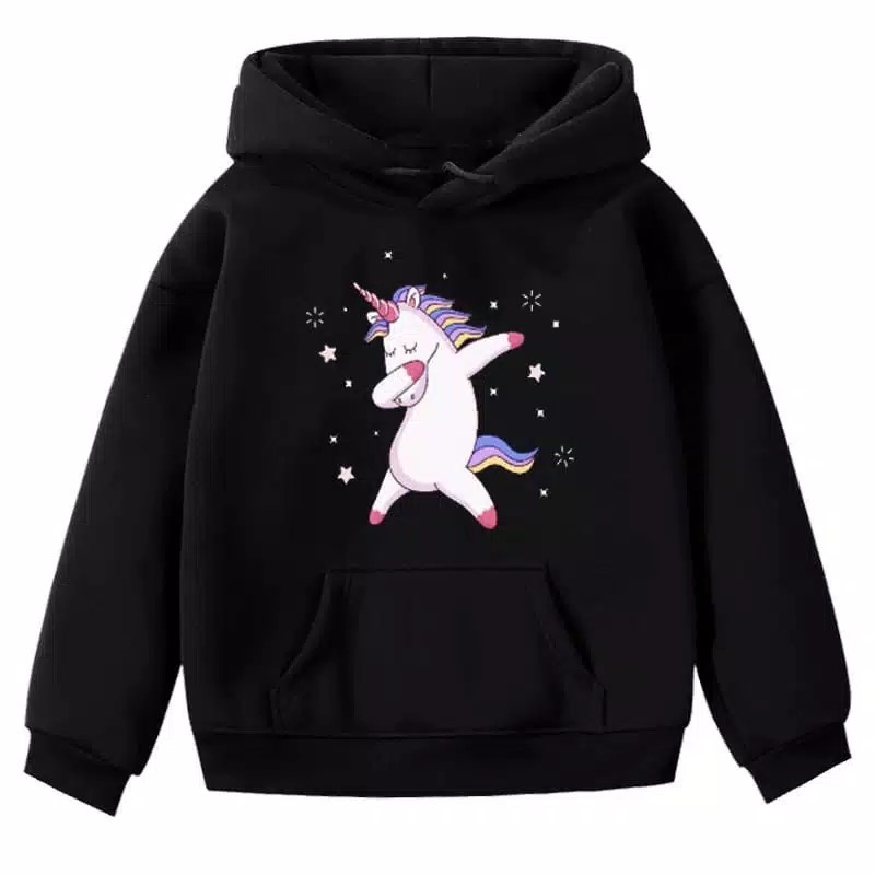 Áo hoodie lông cừu in hình kỳ lân dễ thương cho bé gái (1-10 tuổi)