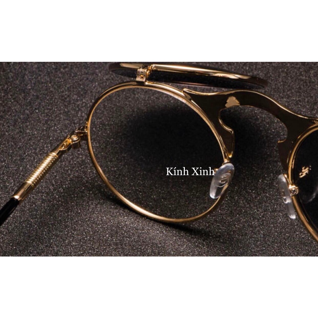 Kính râm cận 2 Tròng Măt Tròn Nhỏ Gọng Lò Xo