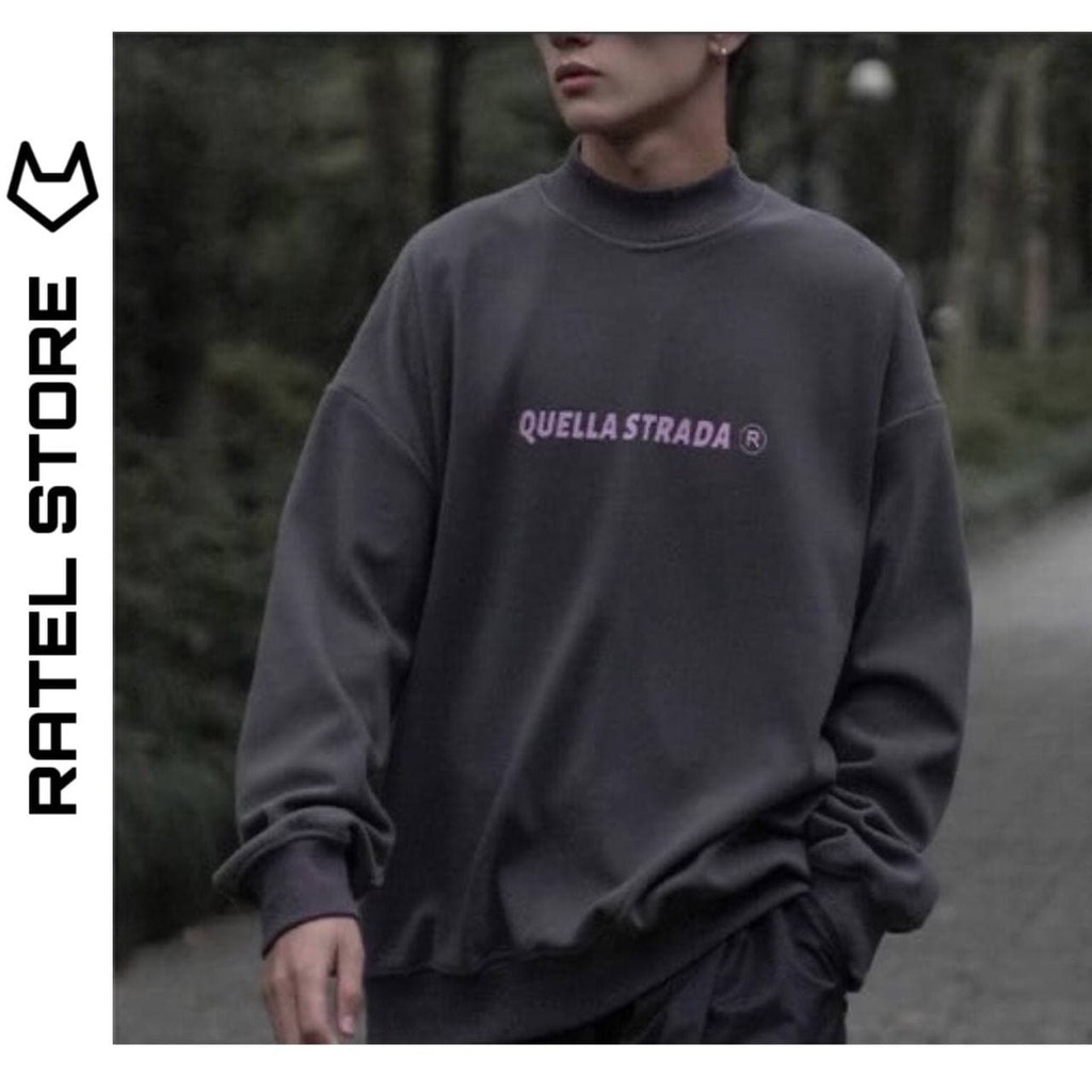 Áo Sweater Nỉ Bông Cổ Lọ Quella Strada Ulzzang Unisex Form Rộng