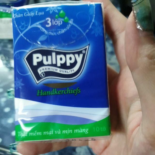 Lốc 10 gói khăn giấy lụa Pulppy 3 lớp