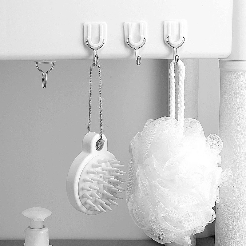 Set 6 Móc Nhựa Trắng Đa Năng Treo Khăn Lau Nhà Tắm