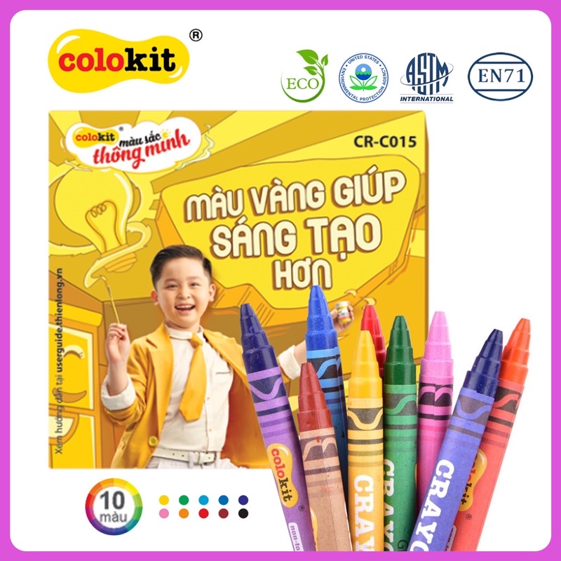 Bút Sáp Màu Crayon Colorkit Thiên Long - Hộp 10 màu