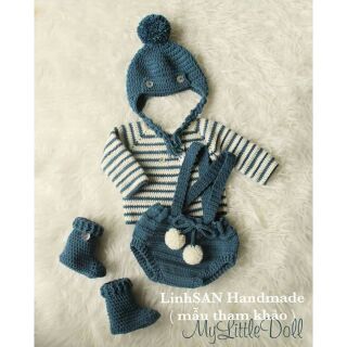 Combo Nón + Áo + Giày + Quần yếm ngắn cho bé (bằng len)