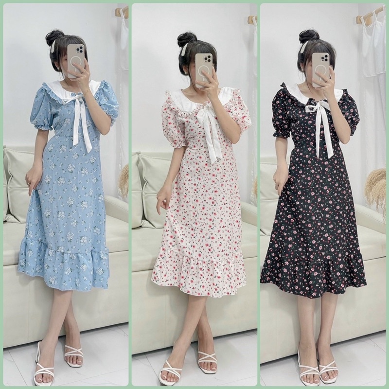 Váy bèo cổ sen có tay đuôi cá tiểu thư ulzzang