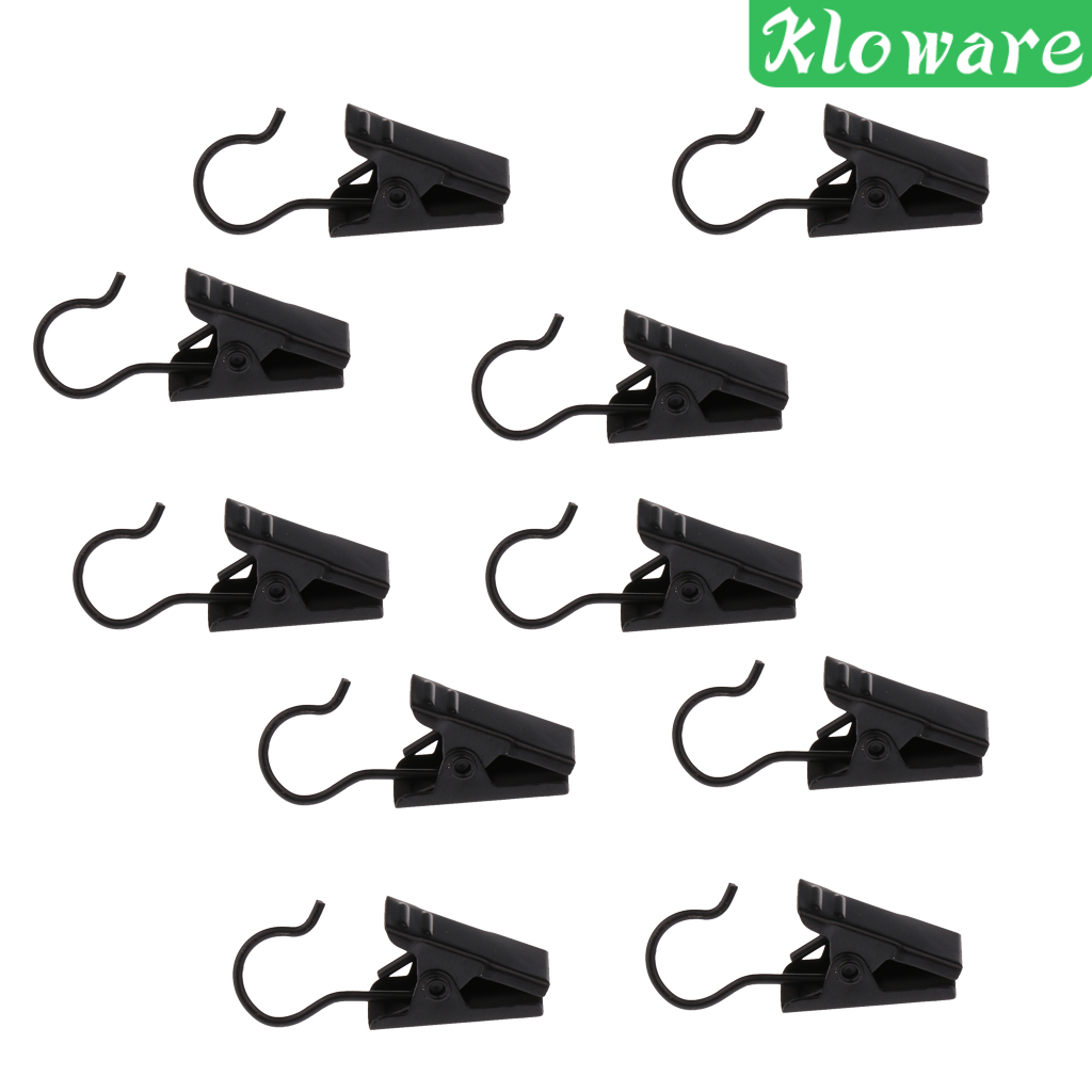 Set 10 Kẹp Giữ Rèm Cửa Bằng Thép Không Gỉ 32mm Kèm Lò Xo Màu Bạc