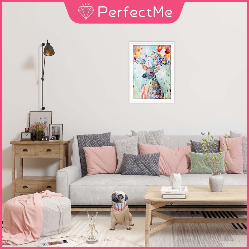 Bộ tranh đính đá họa tiết hoa/ hươu độc đáo kích thước 30x40cm trang trí nhà cửa