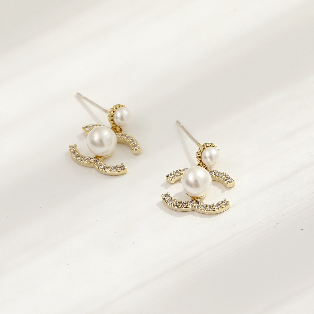 2022 Xiaoxiang Khuyên Tai Ngọc Trai Hai Màu Hình Chữ C