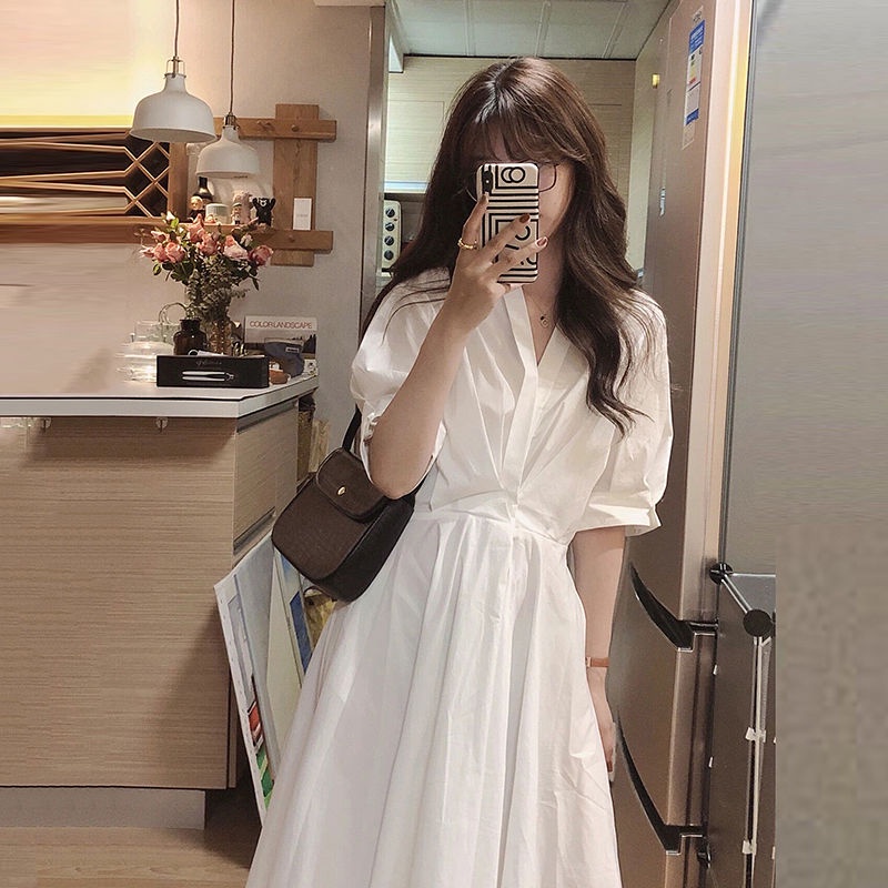 Áo Sơ Mi Trắng Tay Phồng Phong Cách Pháp Thời Trang Mùa Hè Mới Cho Nữ