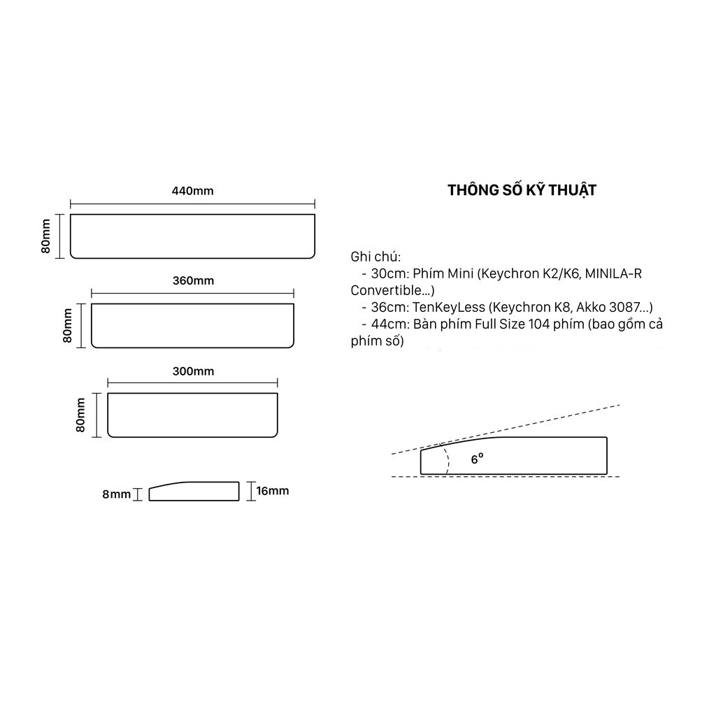 Keyboard Wrist Rest Wood - Kê tay bàn phím, chất liệu Gỗ Thông nhập từ Mỹ, Brazil, Chile