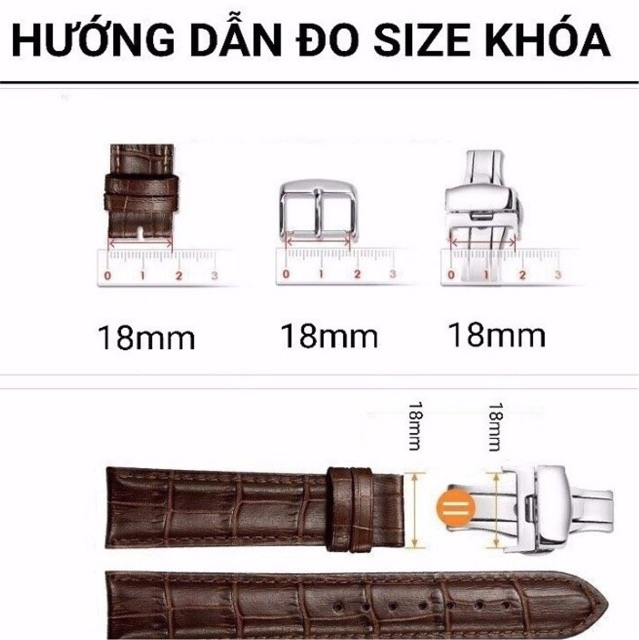 Khoá bướm đồng hồ dùng cho dây da - Khoá chống hằn bấm mở bóng