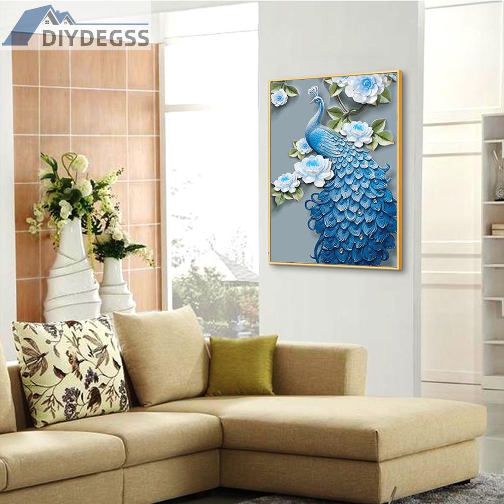 Bộ Tranh Đính Đá 5d Hình Chim Khổng Tước DIY Tự Hoàn Thiện Tại Nhà