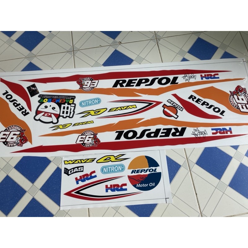 Tem rời wave a 2012-2016 repsol kiến 93 dán xe trắng tặng sét tem logo