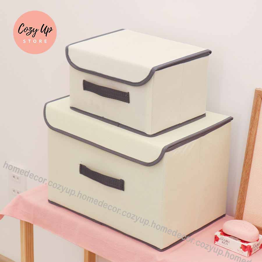Set 2 hộp vải đựng quần áo gấp gọn có nắp