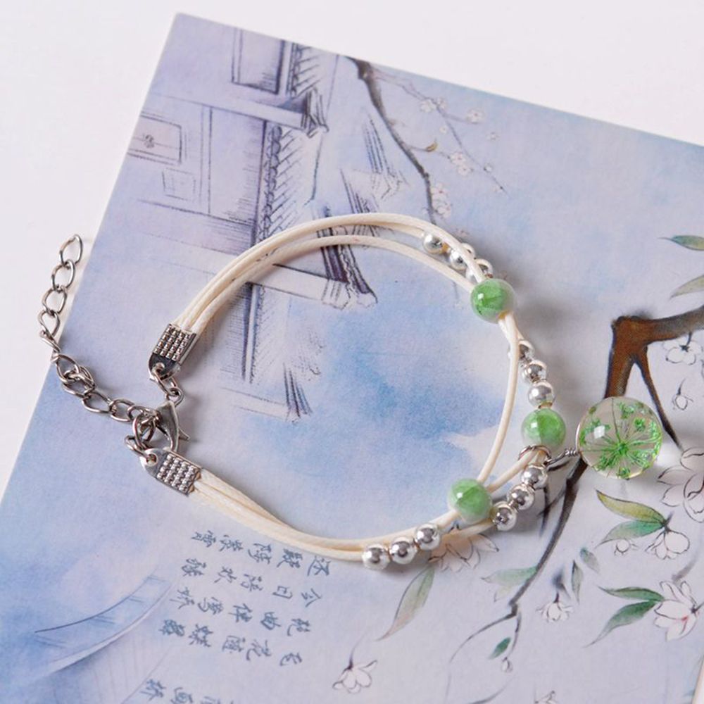 Vòng Đeo Tay Gắn Quả Cầu Thủy Tinh Chứa Hoa Khô Xinh Xắn Dành Cho Nữ