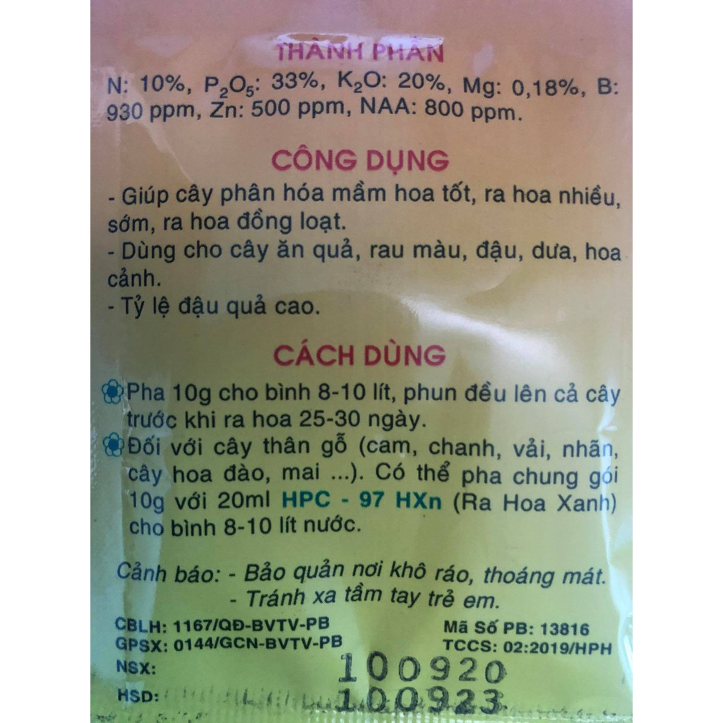 Phân bón kích thích ra hoa dạng bột 10-33-20