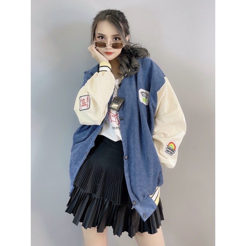 Áo khoác kaki nhung gân bomber ảnh thật ulzzang nam nữ