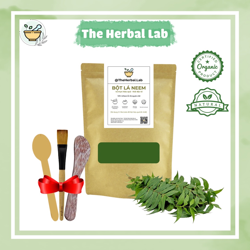 [THE HERBAL LAB] Bột lá Neem nguyên chất HANDMADE + tặng bộ dụng cụ đắp mặt