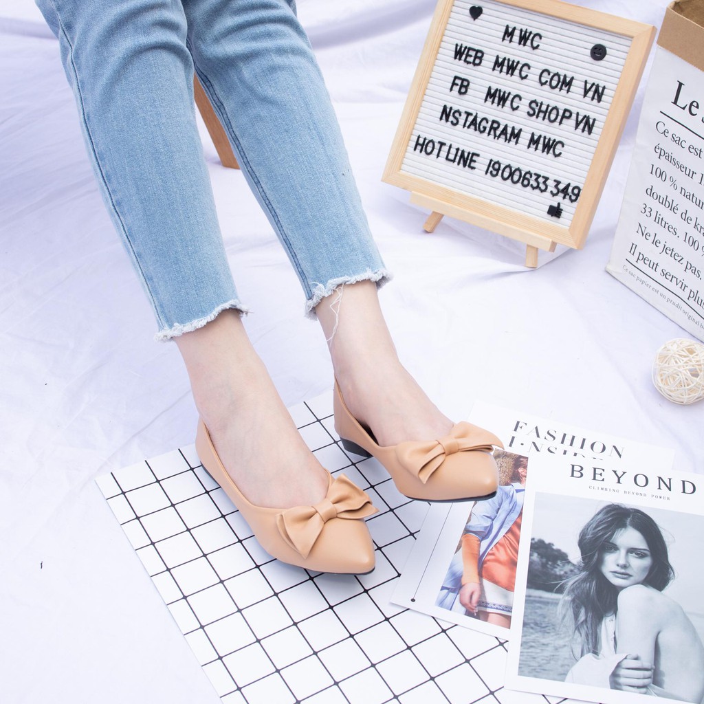 Giày búp bê đính nơ siêu xinh MWC NUBB- 2183