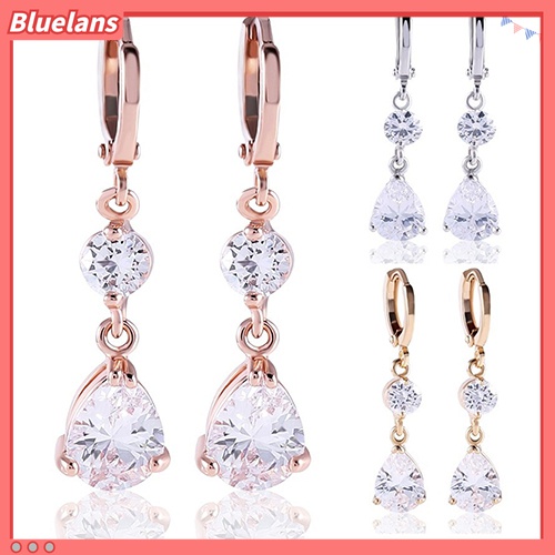 Khuyên tai đính đá hình giọt nước sang trọng