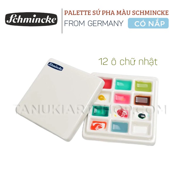 Palette sứ pha màu Schmincke 12 ô có kèm nắp