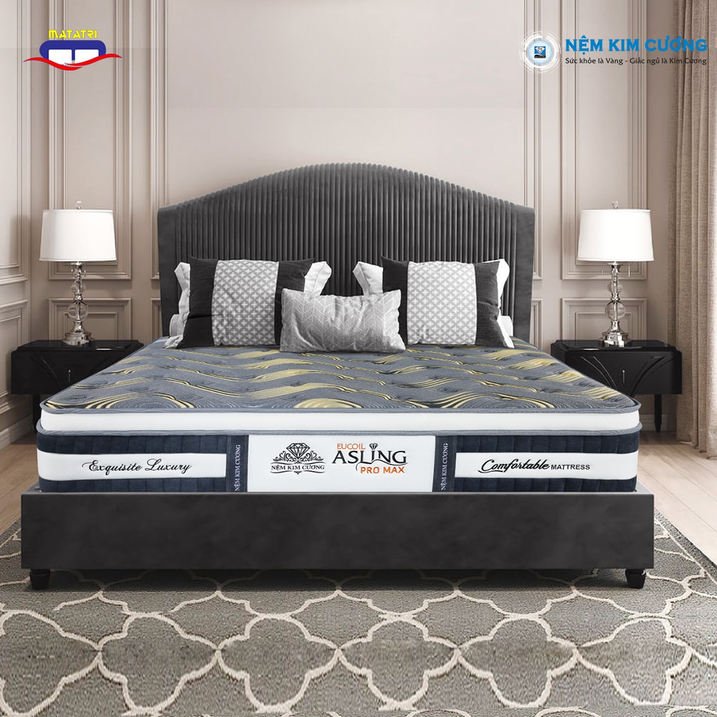 Đệm lò xo PROMAX túi độc lập tinh chất lô hội chính hãng đệm Kim Cương Asling Promax cao 30 cm.