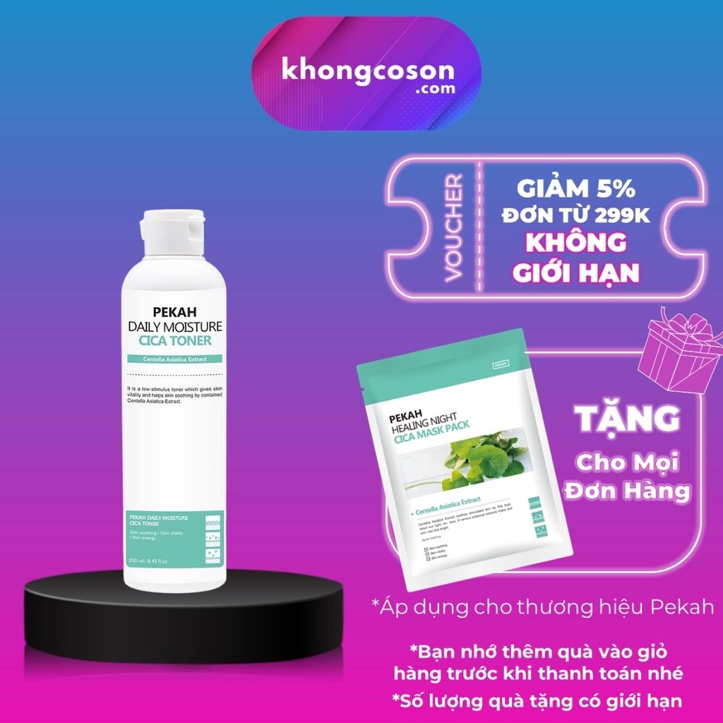 Toner Rau Má Giảm Mụn Nước Hoa Hồng PEKAH Daily Moisture Cica Toner 250ml - Khongcoson