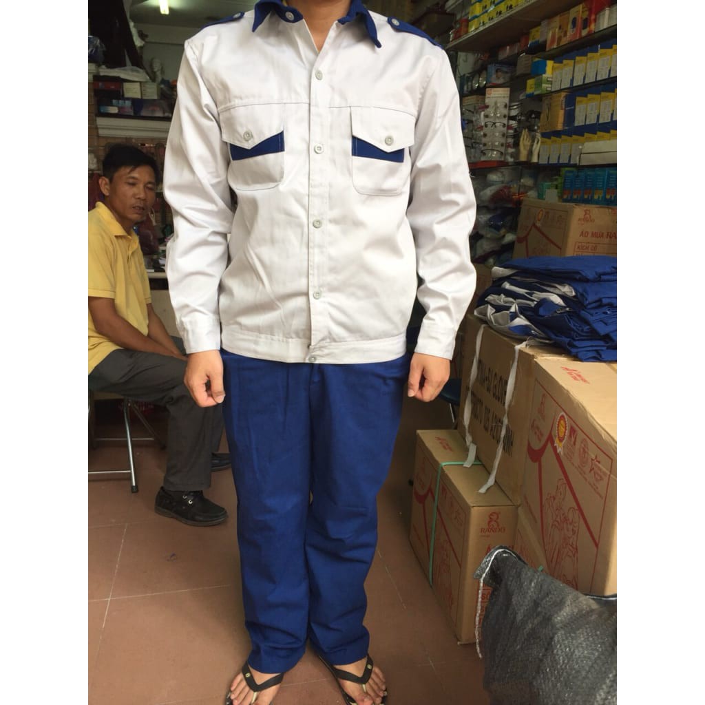 Quần áo bảo hộ lao động kaki nhật phối màu ( quần áo kỹ thuật cơ khí)