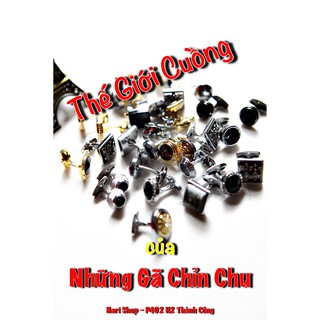 Khuy cài tay áo măng sét - Cufflinks Đá Mặt đen trơn