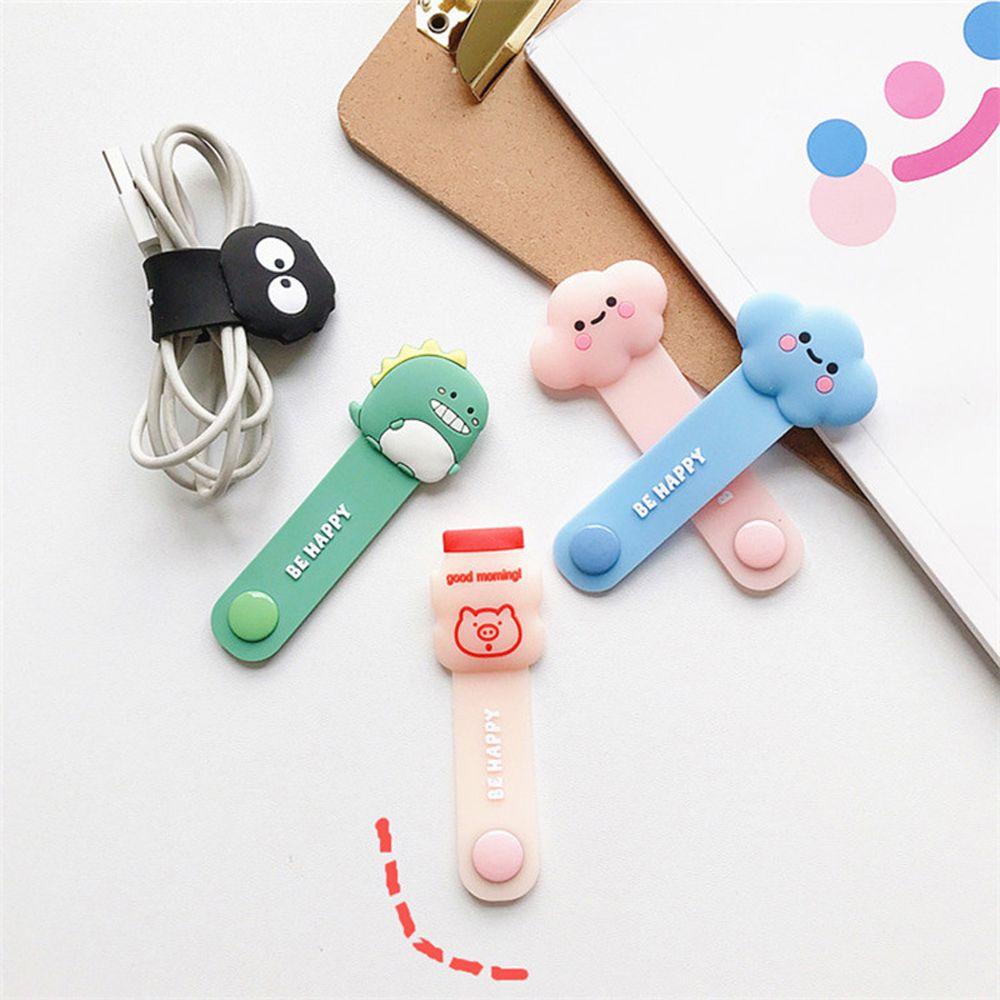 Phụ Kiện Bảo Vệ Dây Cáp Sạc / Tai Nghe Điện Thoại Hình Trái Cây Màu Đen Dễ Thương|Kẹp Silicone Giữ Dây Cáp Tiện Lợi