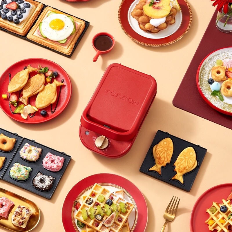 Máy làm bánh, kẹp bánh sanwich 5 khuôn Torsom bản hẹn giờ
