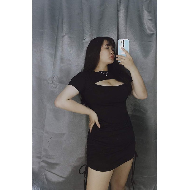 Đầm khoét ngực rút eo bigsize
