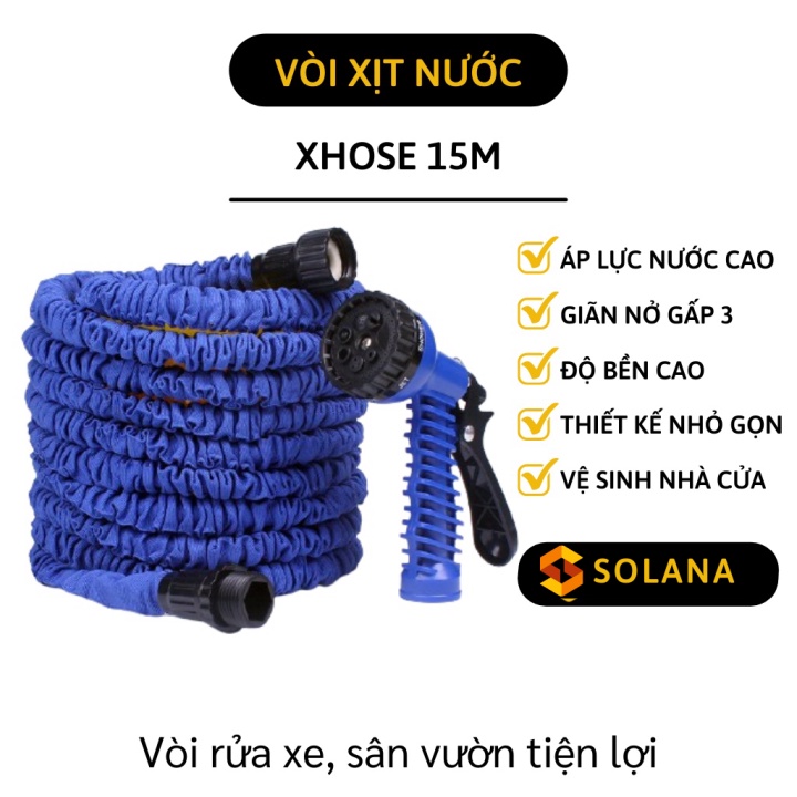 Vòi giãn nở Xhose 15M - Vòi xịt tưới cây, sân vườn, rửa xe thông minh bằng cao su và vải co giãn 3 lần 2130