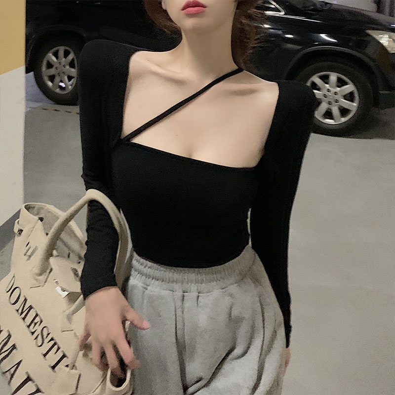 Áo tay dài cổ vuông thời trang mùa thu quyến rũ cho nữ