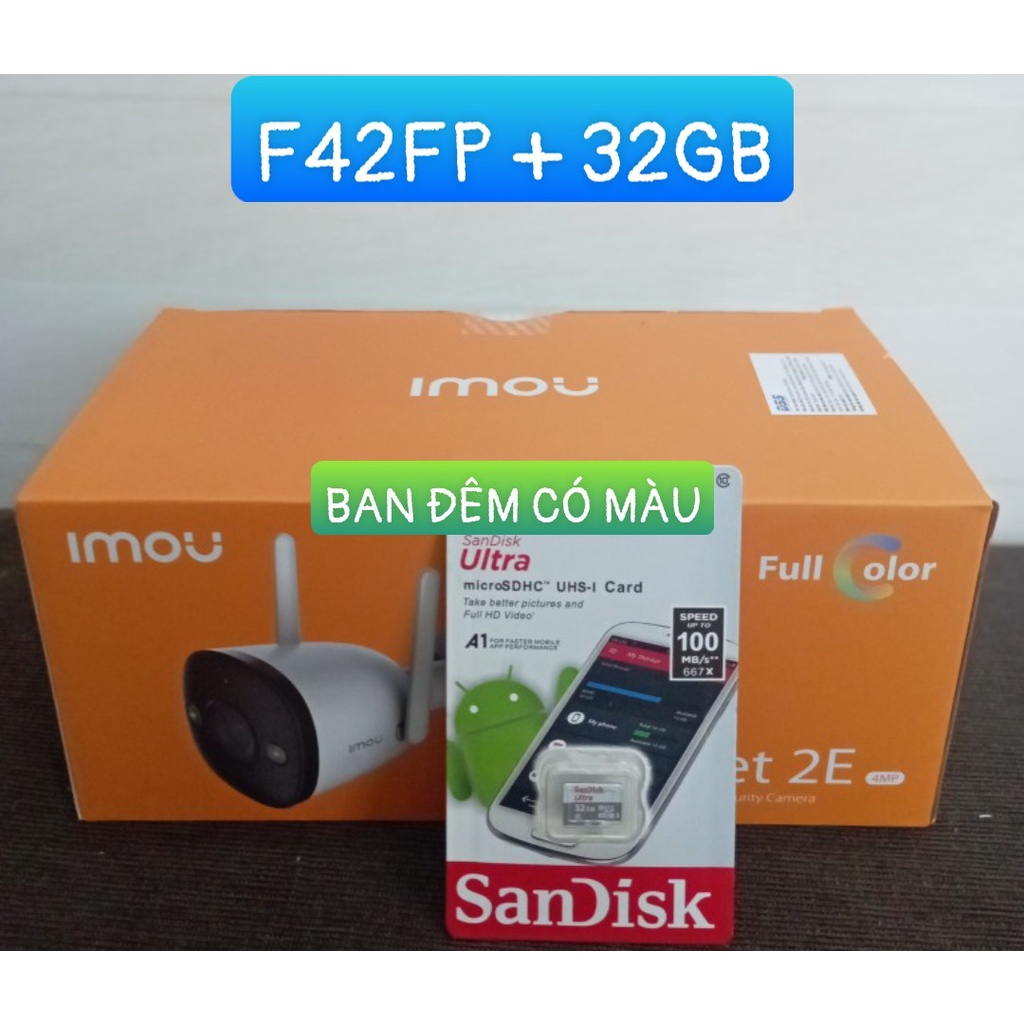 Camera IP WIFI imou F42FP 2.0MP Ban đêm có màu, ngoài trời chống nước, Chính hãng 100%