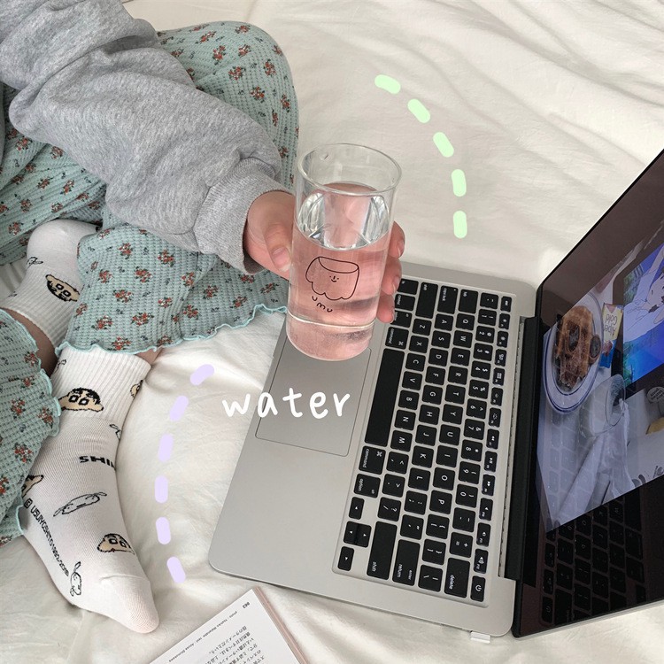 Dễ Thương Ly Thủy Tinh Uống Nước / Cà Phê Chịu Nhiệt Tốt Có Ống Hút Tiện Dụng